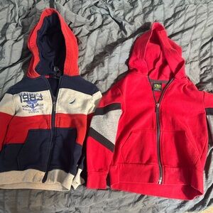 Two full zip hoodies - Nautica Kids Red and Navy and Athletic red/grey
